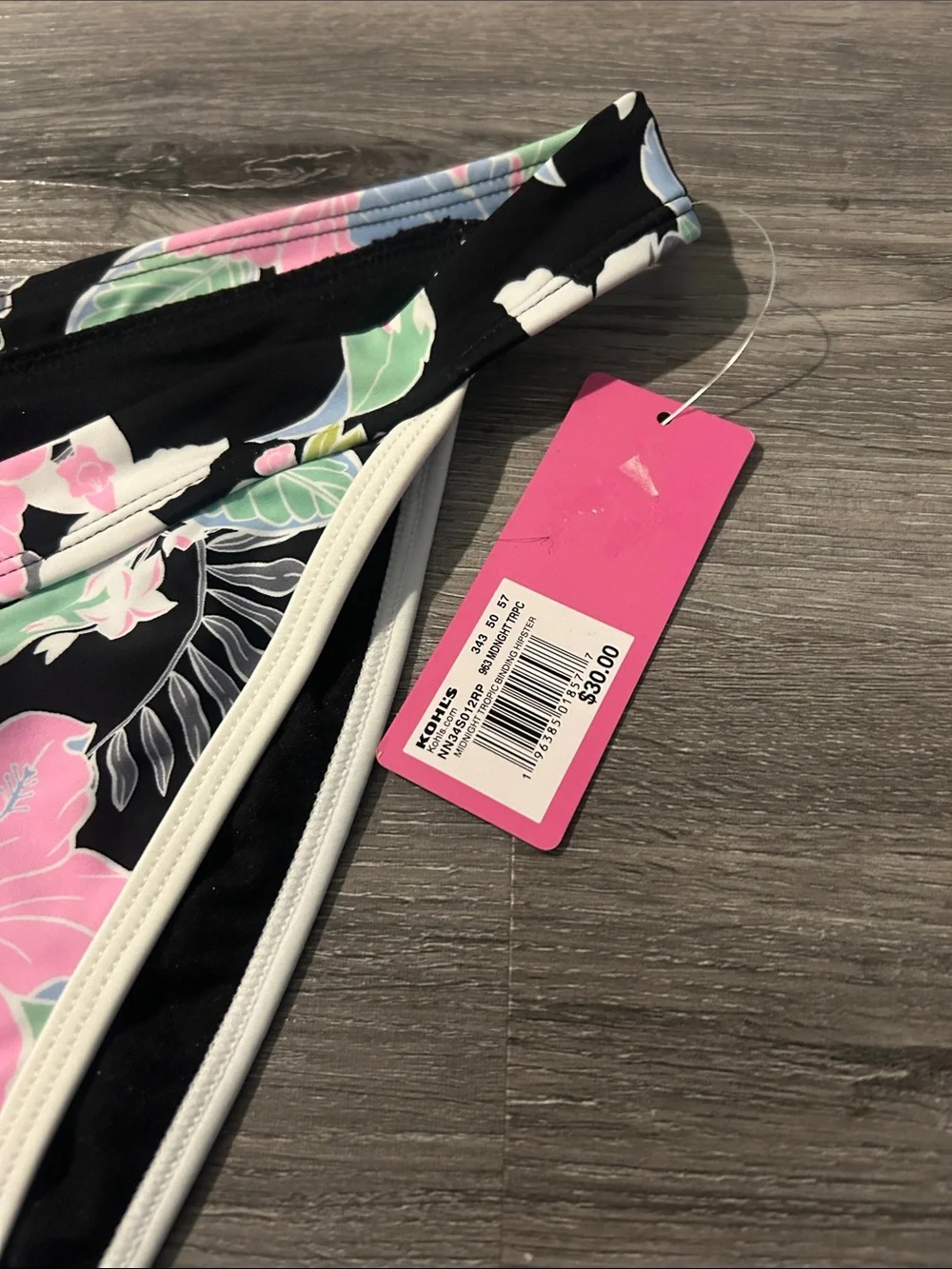 Floral Bikini Bottoms - Black with Pink & Blue Flowers